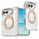 For iPhone Duo Transparent Acrylic Magnetic Rotating Holder Phone Case