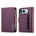 For iPhone Duo Textured PU Phone Case with Pen Slot