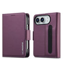 For iPhone Duo Textured PU Phone Case with Pen Slot