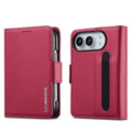 For iPhone Duo Textured PU Phone Case with Pen Slot