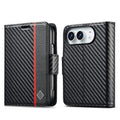 For iPhone Duo Carbon Fiber Leather Phone Case