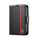 For iPhone Duo Carbon Fiber Leather Phone Case