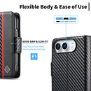For iPhone Duo Carbon Fiber Leather Phone Case