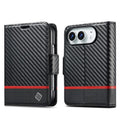 For iPhone Duo Carbon Fiber Leather Phone Case