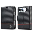 For iPhone Duo Carbon Fiber Leather Phone Case