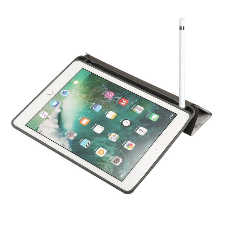 For iPad Air 2/ Air 1 5th 6th Gen Marble Texture Pattern Horizontal Flip Case with Pen Holder