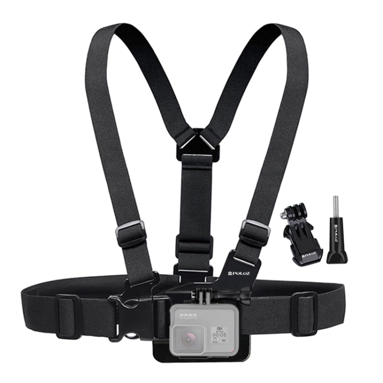 PULUZ Adjustable Body Mount Belt Chest Strap with J Hook Mount & Long Screw for GoPro Hero12 Black / Hero11 /10 /9 /8 /7 /6 /5, Insta360 Ace / Ace Pro, DJI Osmo Action 4 and Other Action Cameras