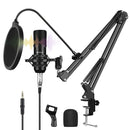 PULUZ Studio Broadcast Professional Singing Microphone Kits with Suspension Scissor Arm & Metal Shock Mount & USB Sound Card