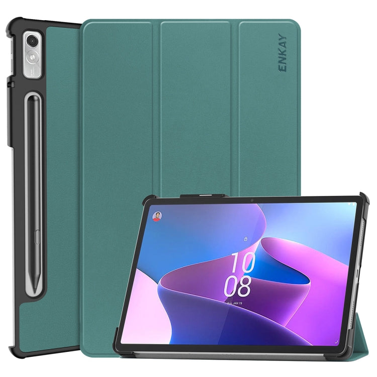 For Lenovo Tab P11 Pro Gen2 11.2 inch 2022 ENKAY Tri-fold Custer Texture Leather Stand Smart Case