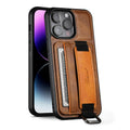 Suteni H13 Card Wallet Wrist Strap Holder PU Phone Case, For iPhone 14 Plus, For iPhone 14 Pro Max