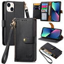 For iPhone 16 Pro Love Zipper Lanyard Leather Phone Case