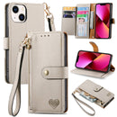 For iPhone 12 mini Love Zipper Lanyard Leather Phone Case