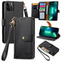 For iPhone 13 Pro Max Love Zipper Lanyard Leather Phone Case