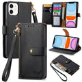 For iPhone 11 Love Zipper Lanyard Leather Phone Case