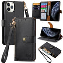 For iPhone 15 Love Zipper Lanyard Leather Phone Case