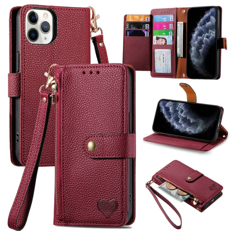 For iPhone 16 Love Zipper Lanyard Leather Phone Case