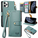 For iPhone 14 Love Zipper Lanyard Leather Phone Case