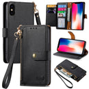 For iPhone 14 Love Zipper Lanyard Leather Phone Case