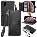 For iPhone 12 Pro Max Love Zipper Lanyard Leather Phone Case