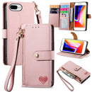 For iPhone 16 Pro Love Zipper Lanyard Leather Phone Case