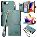 For iPhone 16 Pro Love Zipper Lanyard Leather Phone Case