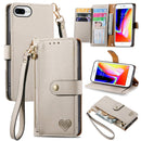 For iPhone 16 Pro Love Zipper Lanyard Leather Phone Case