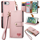 Love Zipper Lanyard Leather Phone Case