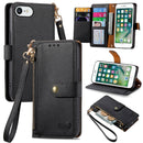 For iPhone 12 mini Love Zipper Lanyard Leather Phone Case