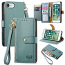 Love Zipper Lanyard Leather Phone Case