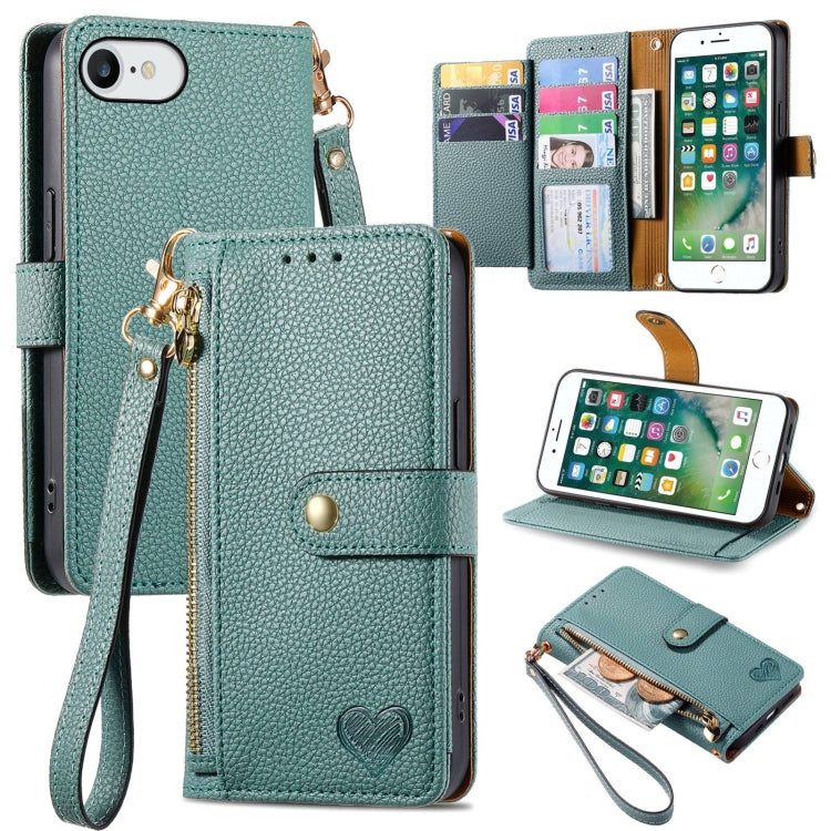 Love Zipper Lanyard Leather Phone Case