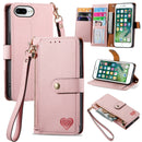 For iPhone 12 Pro Max Love Zipper Lanyard Leather Phone Case
