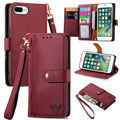 Love Zipper Lanyard Leather Phone Case