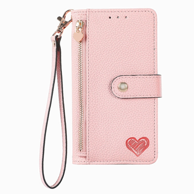 For iPhone 16 Love Zipper Lanyard Leather Phone Case