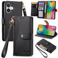 For iPhone 16 Love Zipper Lanyard Leather Phone Case