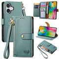 For iPhone 16 Love Zipper Lanyard Leather Phone Case