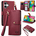 For iPhone 16 Love Zipper Lanyard Leather Phone Case