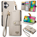 For iPhone 16 Love Zipper Lanyard Leather Phone Case