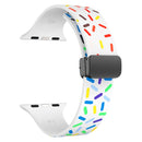 For Apple Watch Series 1-10 Rainbow Dots Silicone Magnetic Black Buckle Watch Band