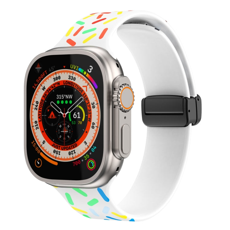 For Apple Watch Series 1-10 Rainbow Dots Silicone Magnetic Black Buckle Watch Band