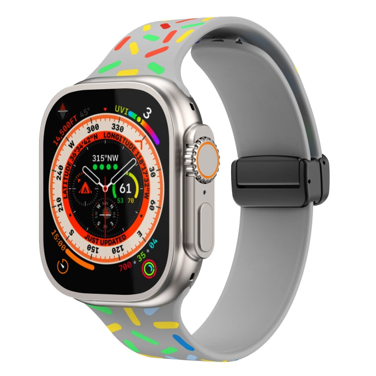 For Apple Watch Series 1-10 Rainbow Dots Silicone Magnetic Black Buckle Watch Band