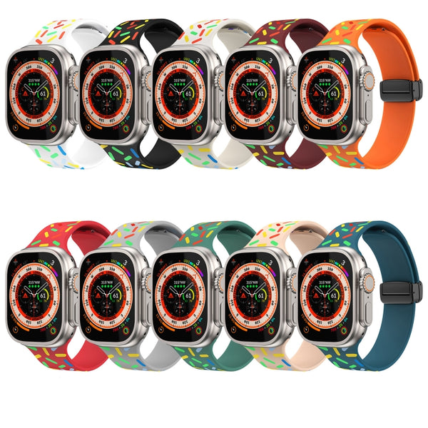 For Apple Watch Series 1-10 Rainbow Dots Silicone Magnetic Black Buckle Watch Band