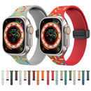 For Apple Watch Series 1-10 Rainbow Dots Silicone Magnetic Black Buckle Watch Band