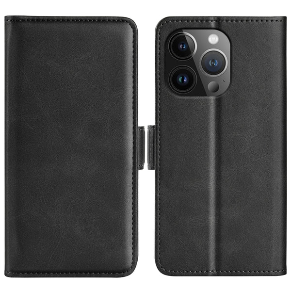 For iPhone 15 Pro Dual-side Magnetic Buckle Horizontal Flip Leather Phone Case