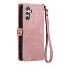 Geometric Zipper Wallet Side Buckle Leather Phone Case, For Samsung Galaxy A30