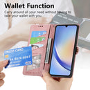 Geometric Zipper Wallet Side Buckle Leather Phone Case, For Samsung Galaxy A30