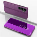 Plated Mirror Horizontal Flip Leather Phone Case with Holder, For   Samsung Galaxy S23 FE 5G