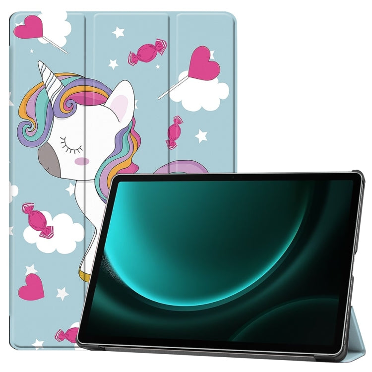 3-Fold Stand Leather Smart Tablet Case For Samsung Galaxy Tab S9 FE+ 12.4