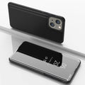 For iPhone 15 Plated Mirror Horizontal Flip Leather Phone Case with Holder