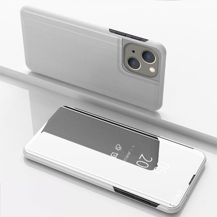 For iPhone 15 Plated Mirror Horizontal Flip Leather Phone Case with Holder
