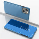 For iPhone 15 Plated Mirror Horizontal Flip Leather Phone Case with Holder
